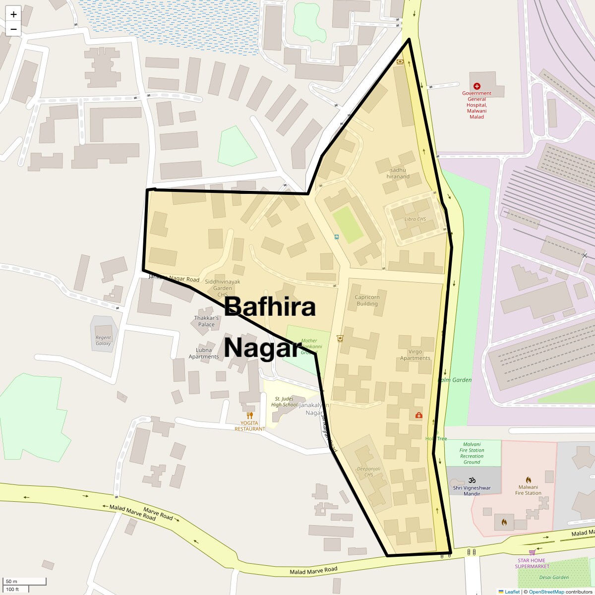 Location Map of Bafhira Nagar, Mumbai