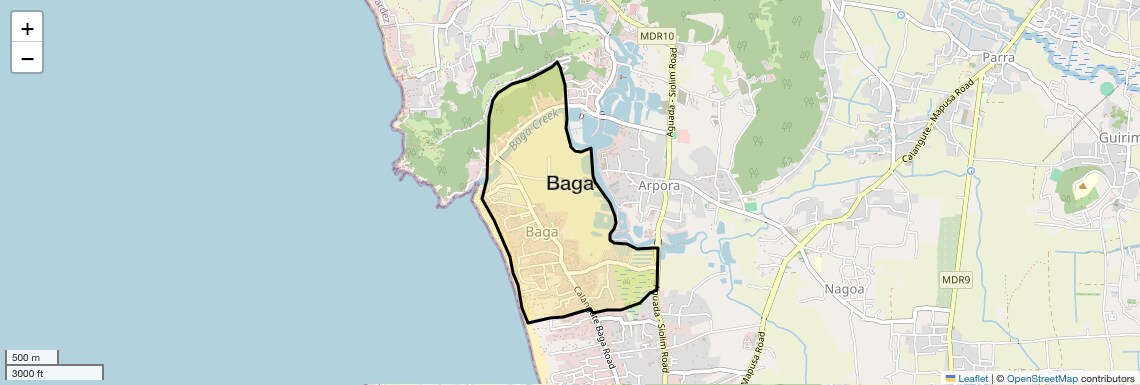 Location Map of Baga, Goa
