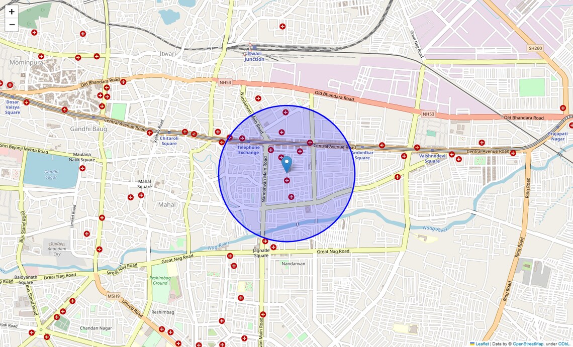 Location Map of Bagadganj, Nagpur