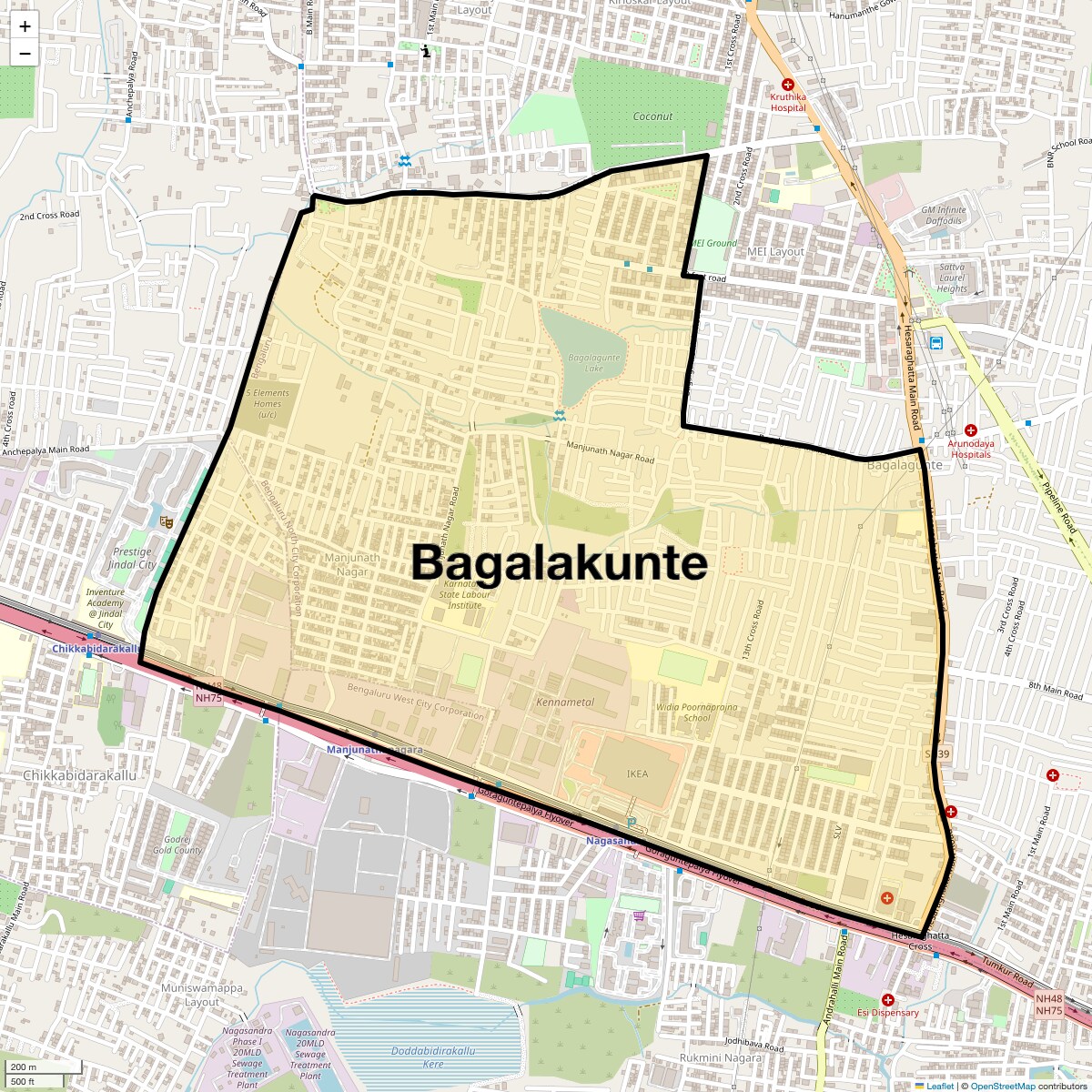 Location Map of Bagalakunte, Bangalore