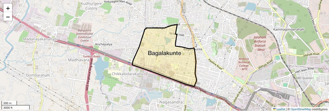 Location Map of Bagalakunte, Bangalore
