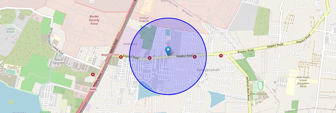 Location Map of Bagalur rd, Bangalore
