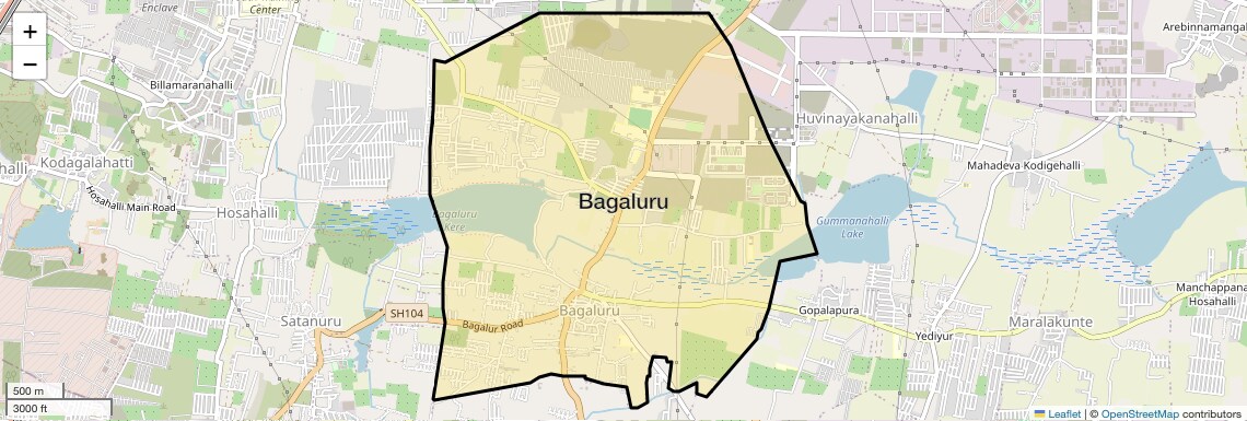 Location Map of Bagaluru, Bangalore