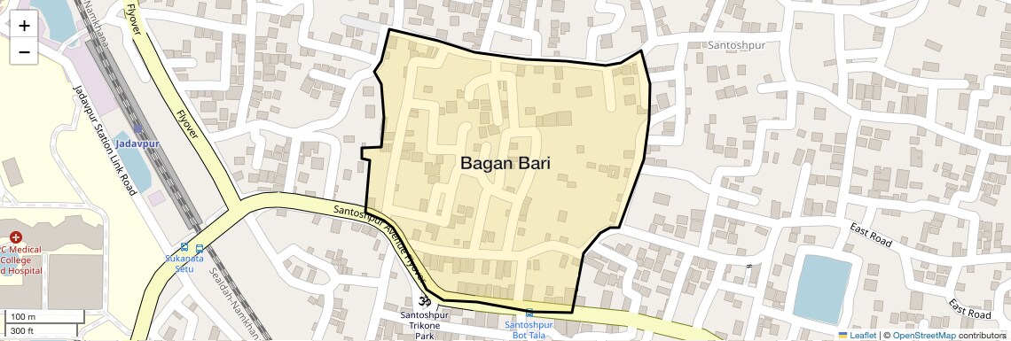 Location Map of Bagan Bari, Kolkata