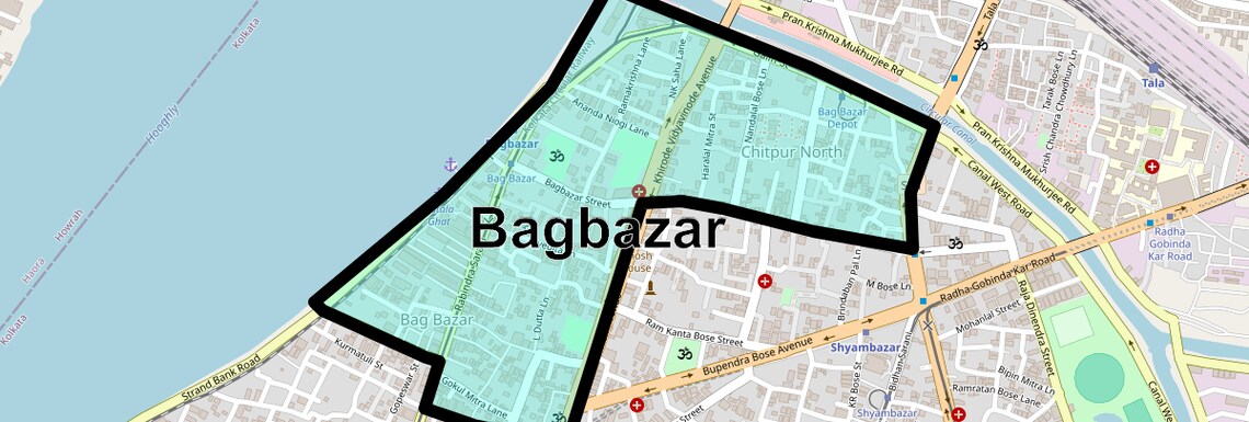 Location Map of Bagbazar, Kolkata