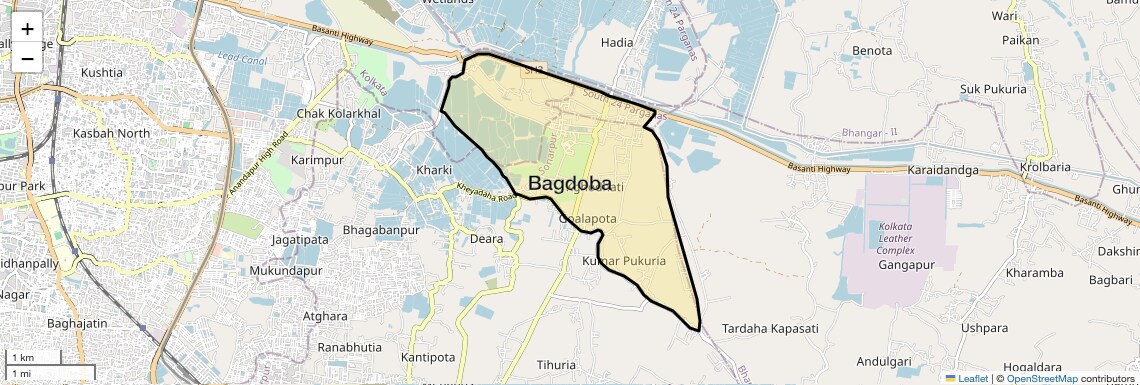 Location Map of Bagdoba, Kolkata