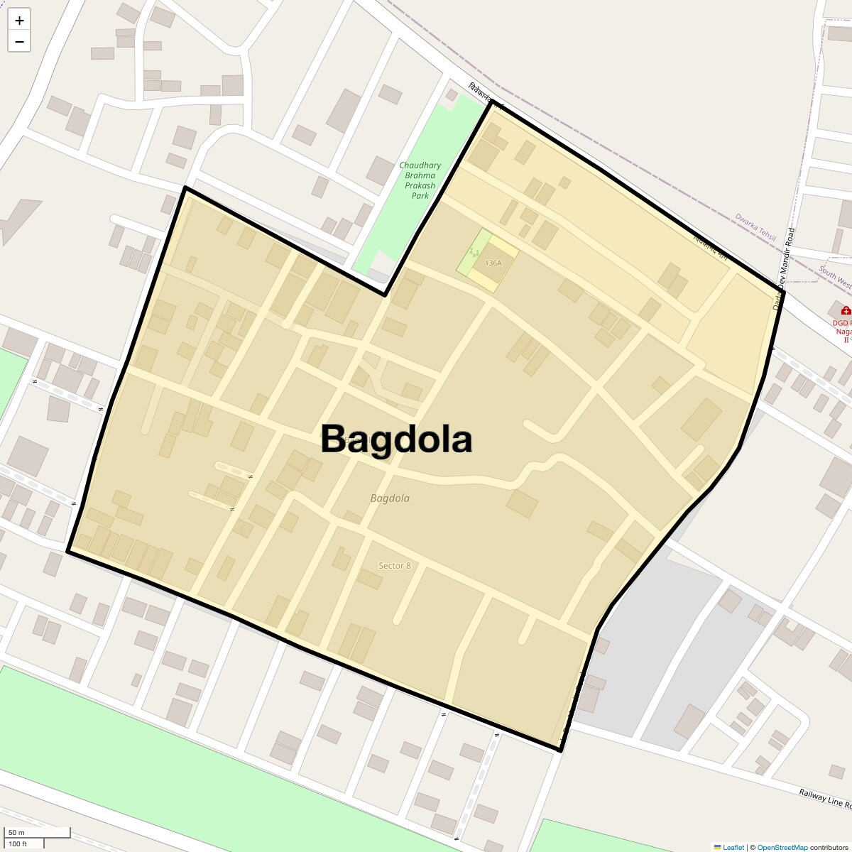 Location Map of Bagdola, Delhi