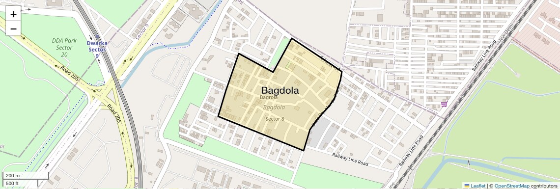 Location Map of Bagdola, Delhi