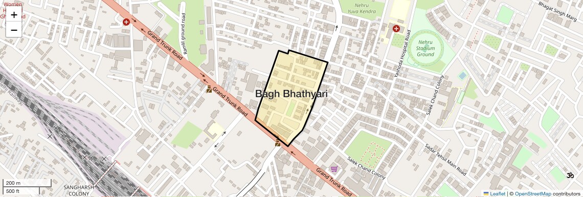 Location Map of Bagh Bhathyari, Ghaziabad