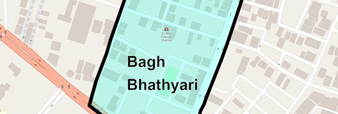 Location Map of Bagh Bhathyari, Ghaziabad