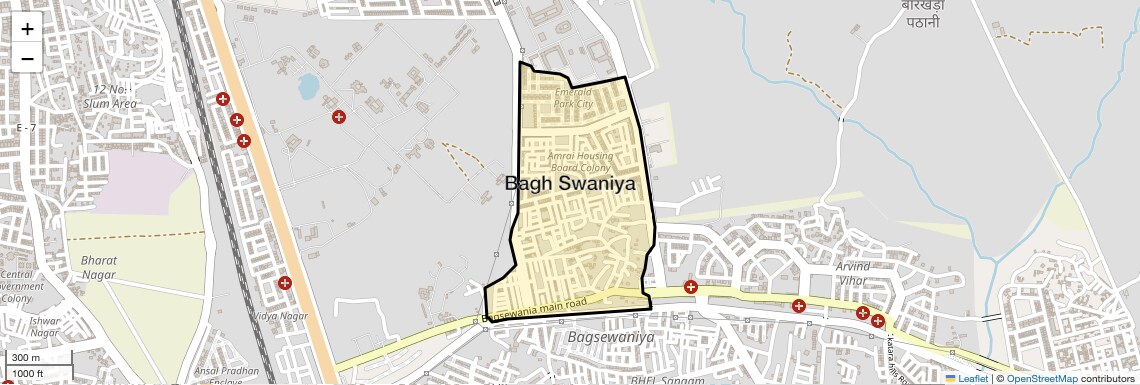 Location Map of Bagh Swaniya, Bhopal