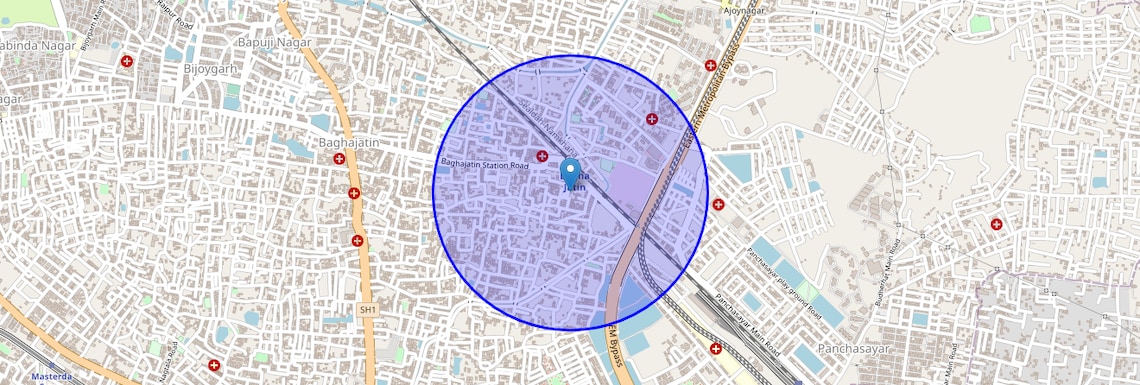 Location Map of Bagha Jatin, Kolkata