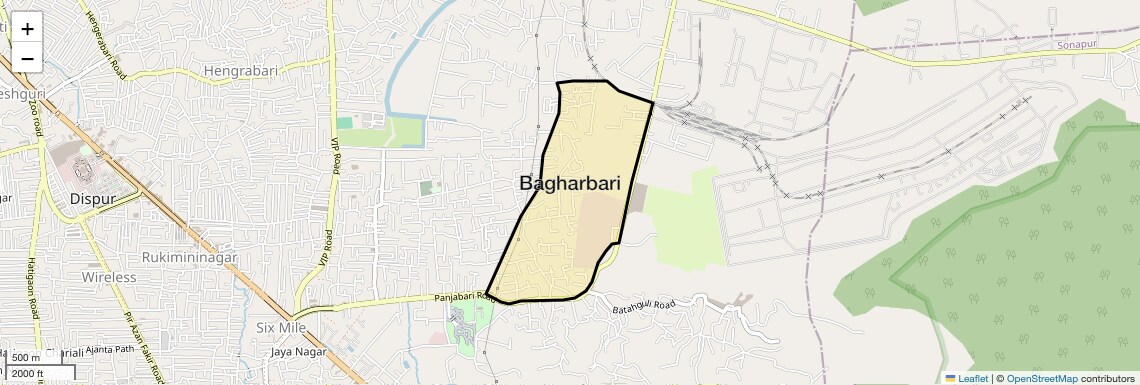 Location Map of Bagharbari, Guwahati