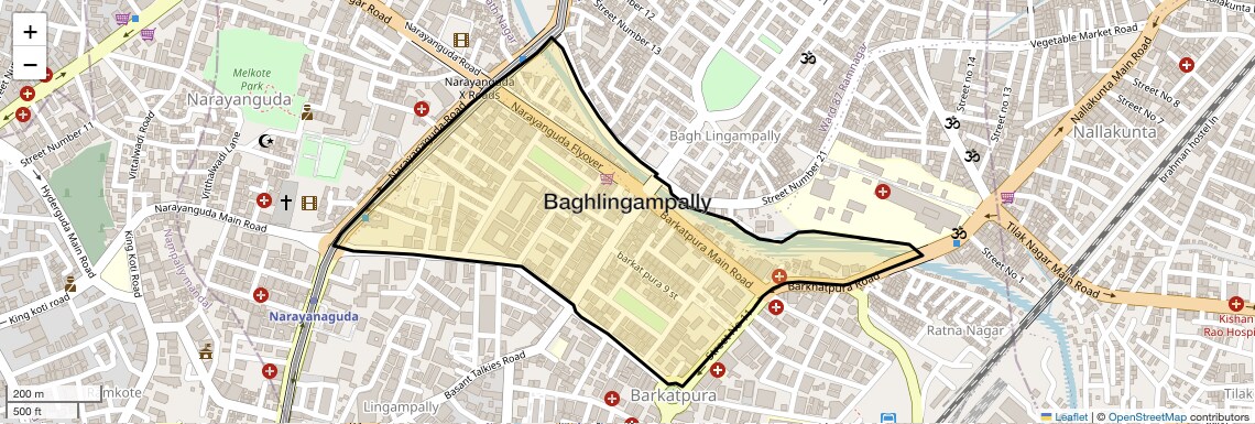 Location Map of Baghlingampally, Hyderabad