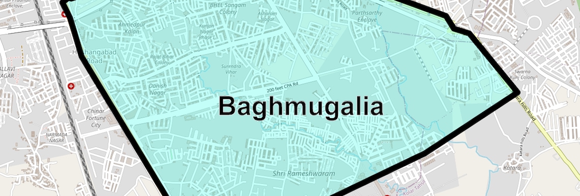 Location Map of Baghmugalia, Bhopal