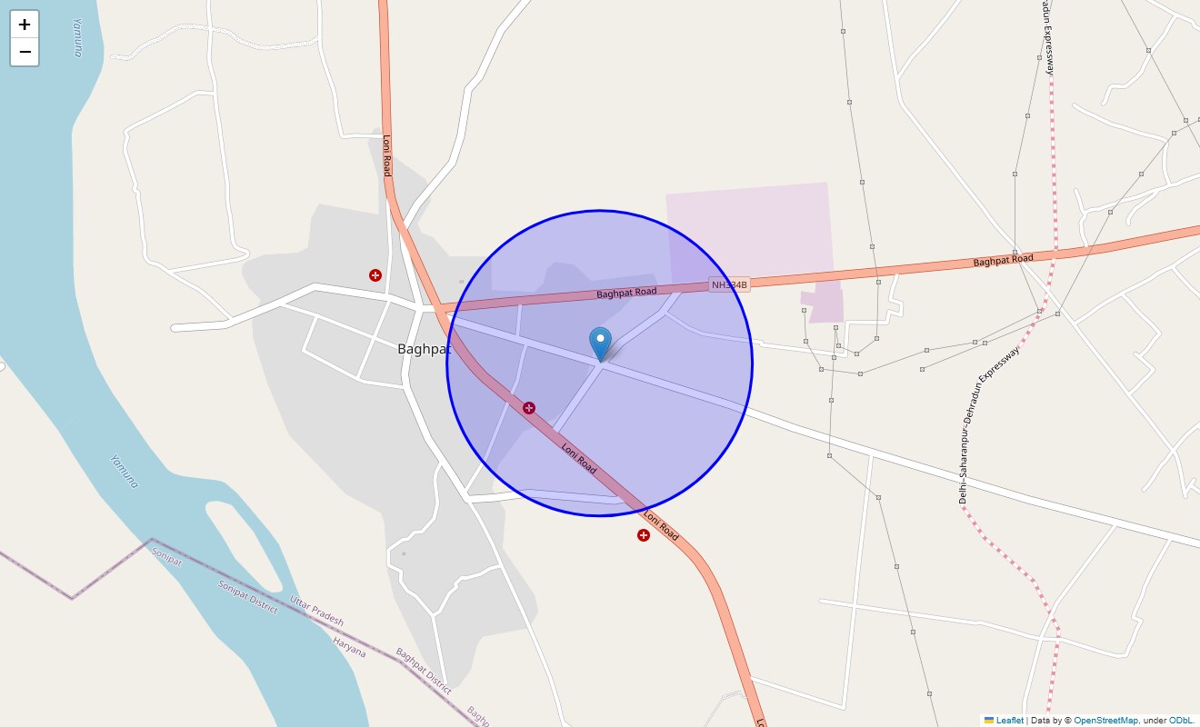 Location Map of Baghpat, Meerut