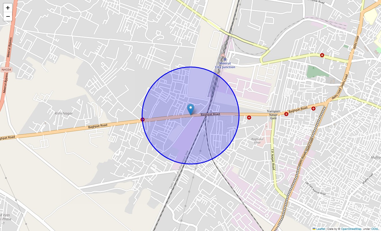 Location Map of Baghpat Road, Meerut
