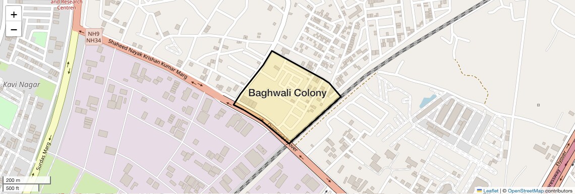 Location Map of Baghwali Colony, Ghaziabad