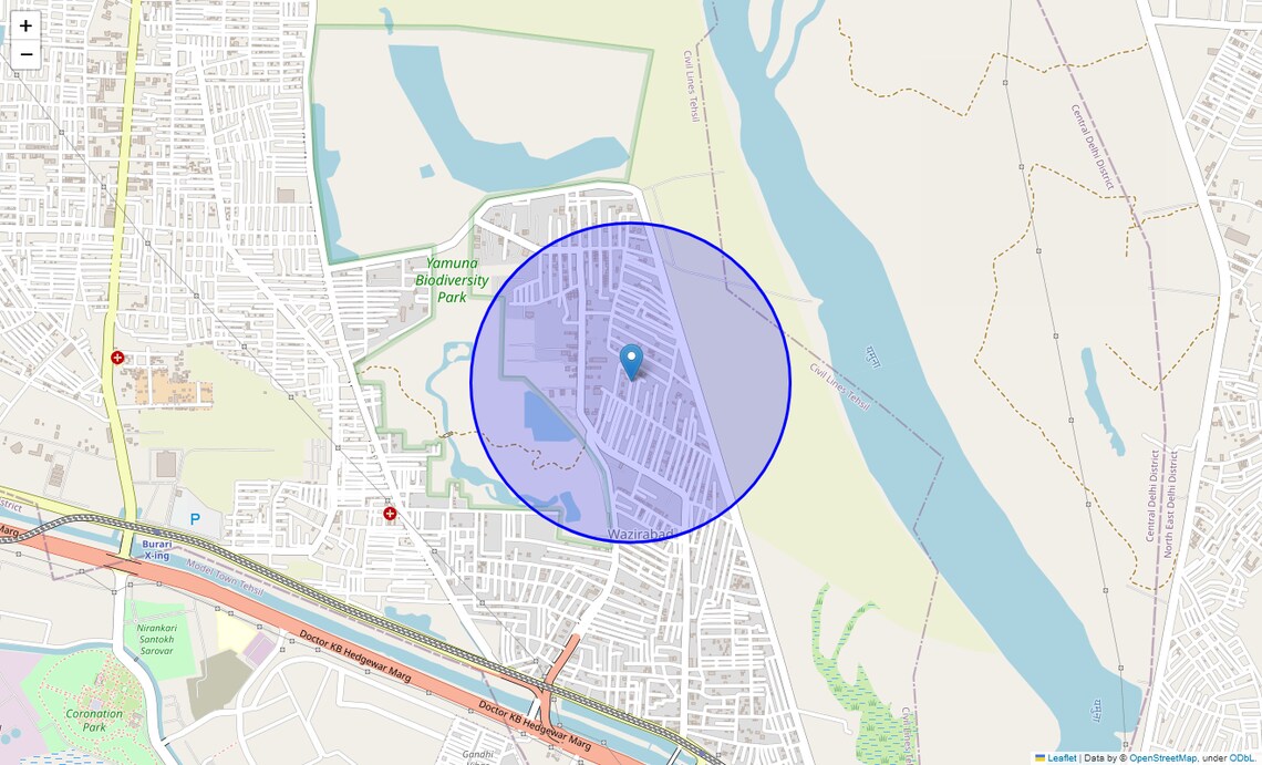 Location Map of Bagiabad, Delhi