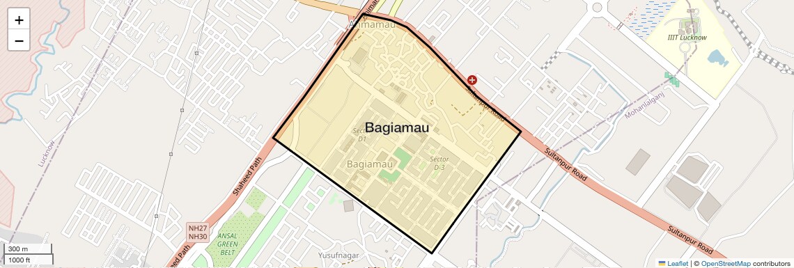 Location Map of Bagiamau, Lucknow