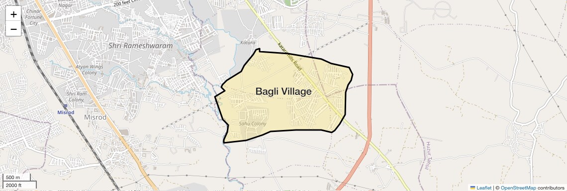 Location Map of Bagli Village, Bhopal