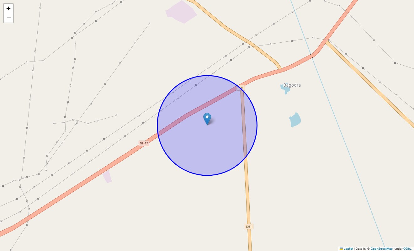 Location Map of Bagodra, Ahmedabad