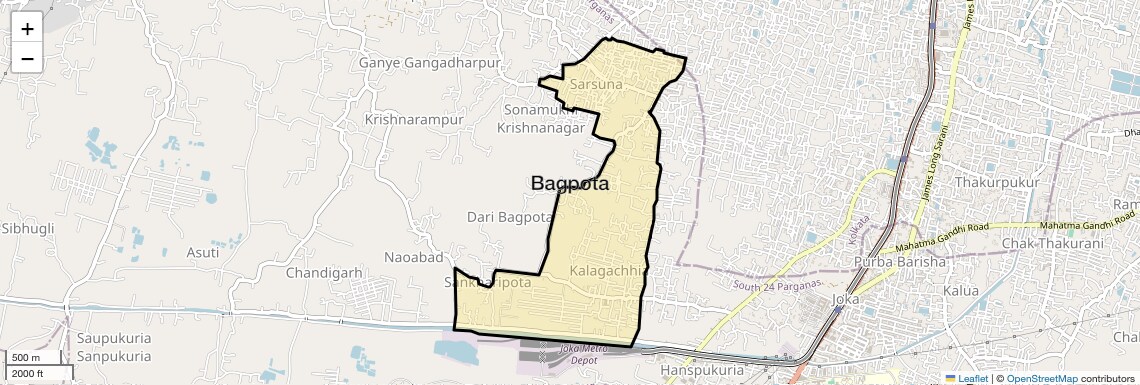 Location Map of Bagpota, Kolkata