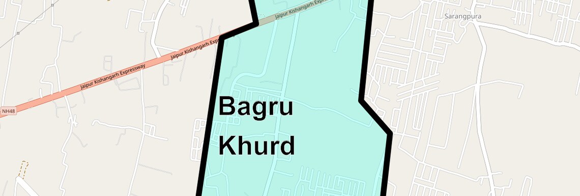 Location Map of Bagru Khurd, Jaipur