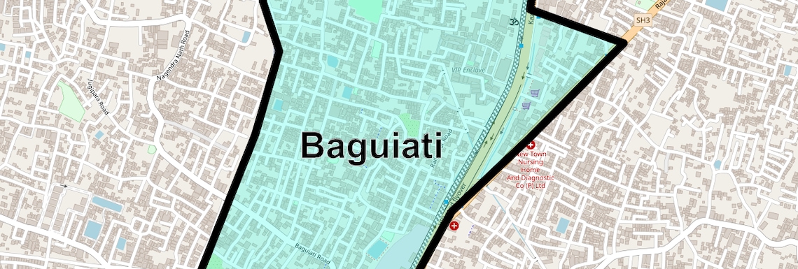 Location Map of Baguiati, Kolkata