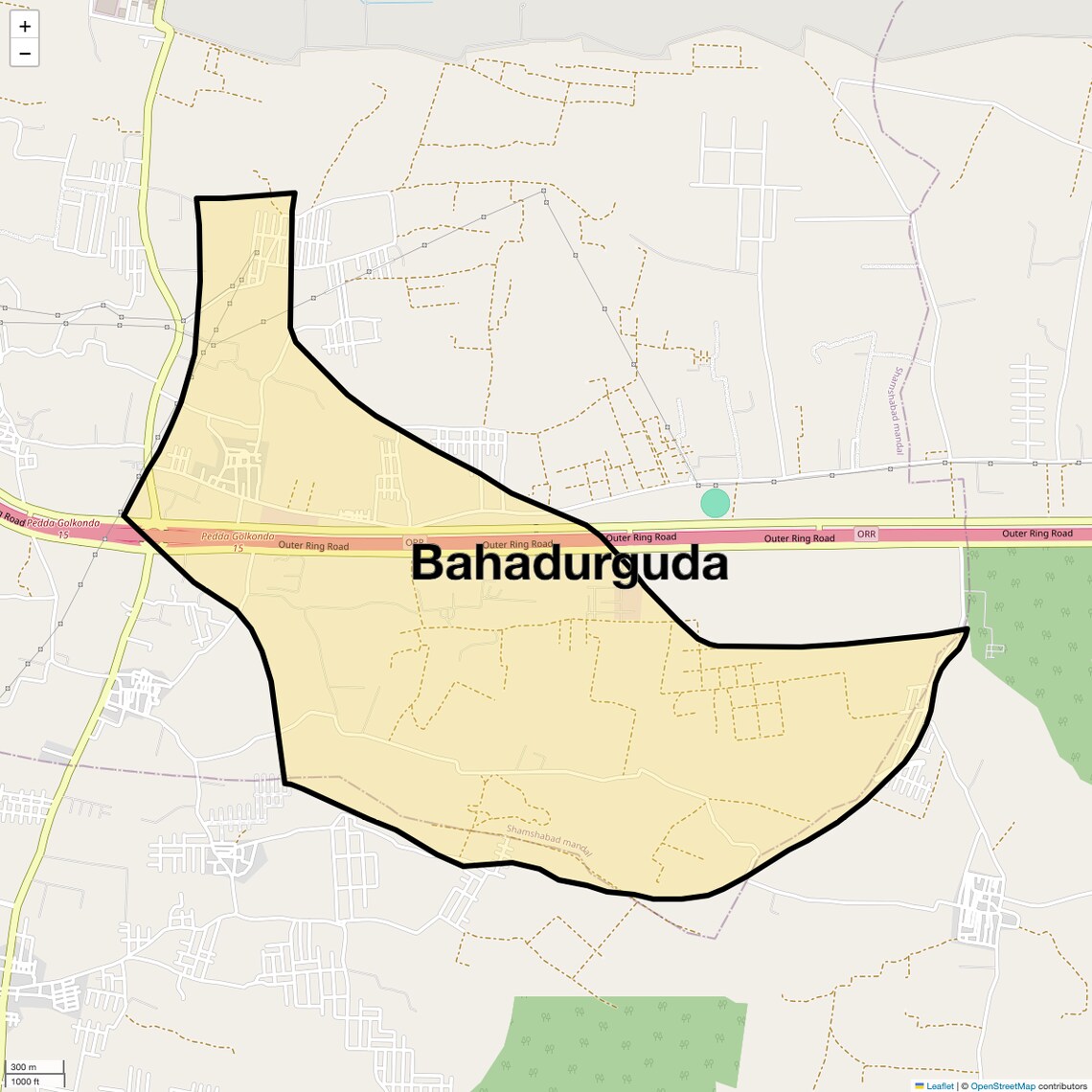 Location Map of Bahadurguda, Hyderabad