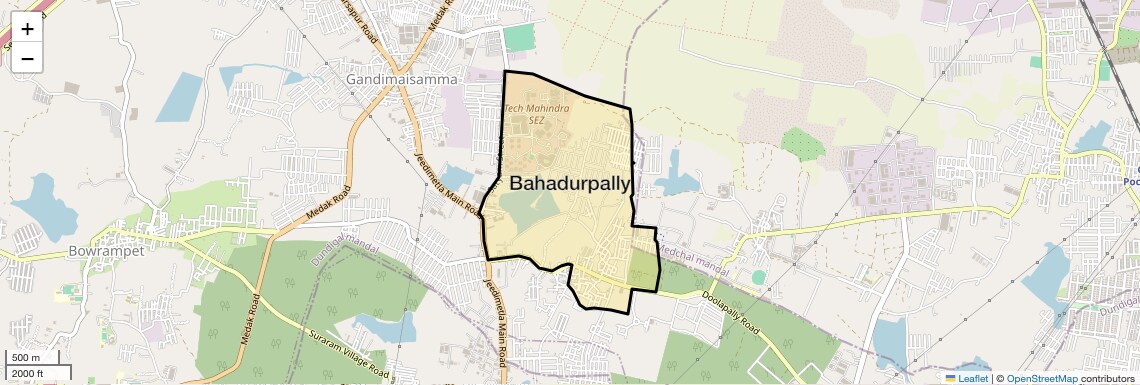 Location Map of Bahadurpally, Hyderabad