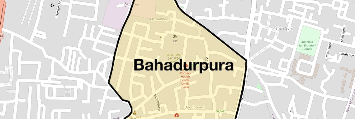 Location Map of Bahadurpura, Hyderabad