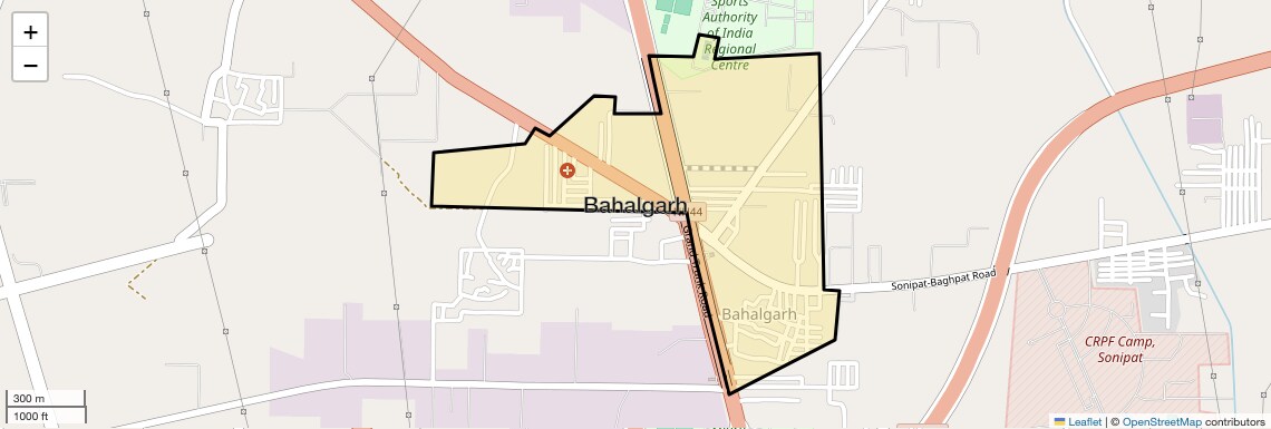 Location Map of Bahalgarh, Sonipat