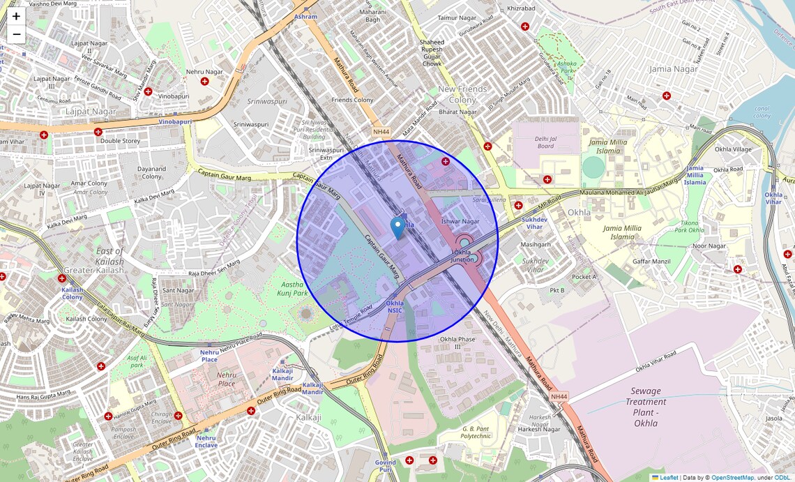 Location Map of Bahapur, Delhi