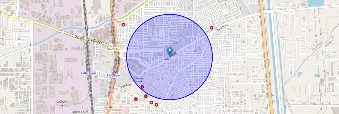 Location Map of Bahbalpur Village, Faridabad