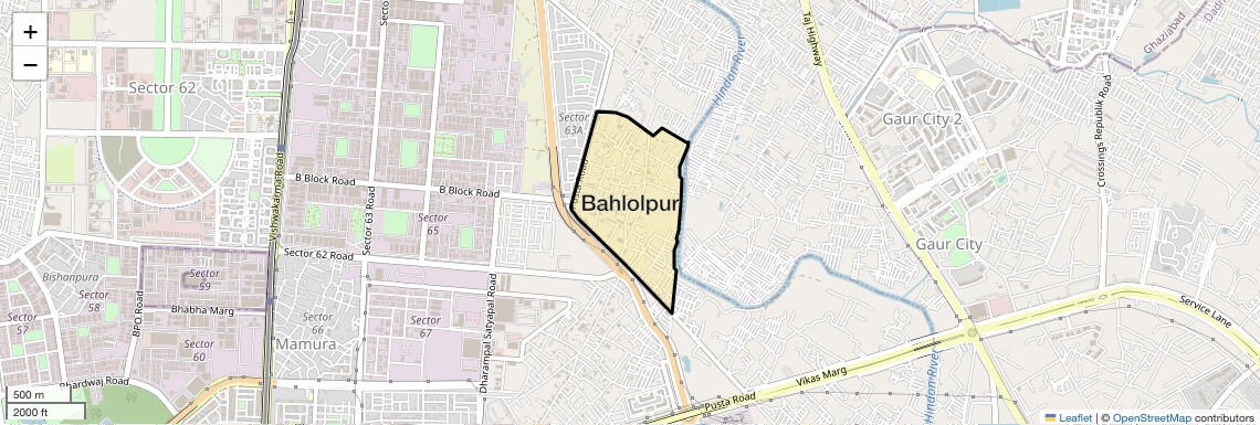 Location Map of Bahlolpur, Noida