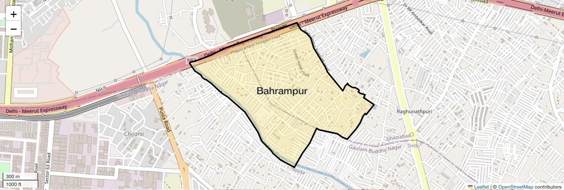 Location Map of Bahrampur, Ghaziabad