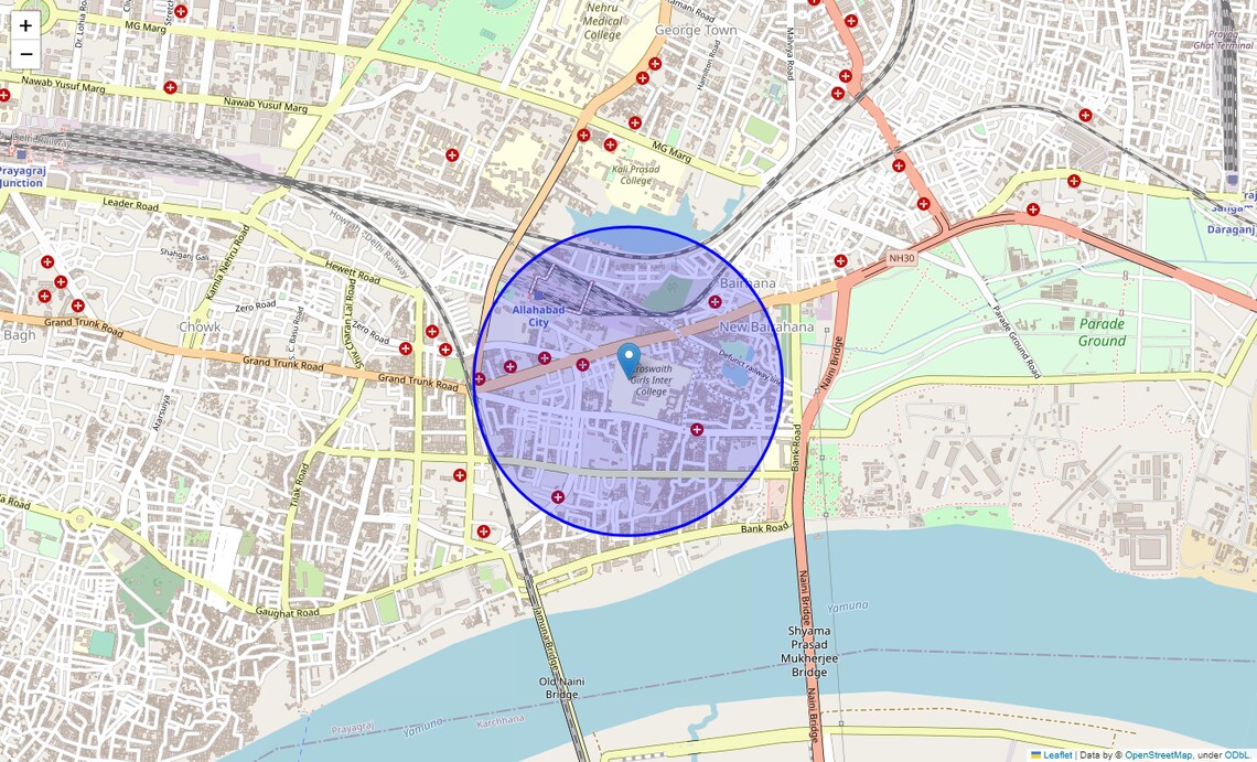 Location Map of Bai Ka Bagh, Allahabad