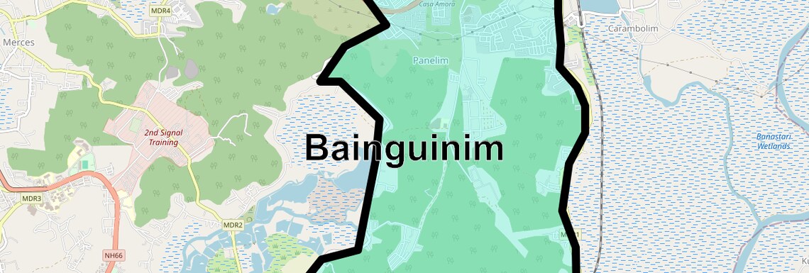 Location Map of Bainguinim, Goa