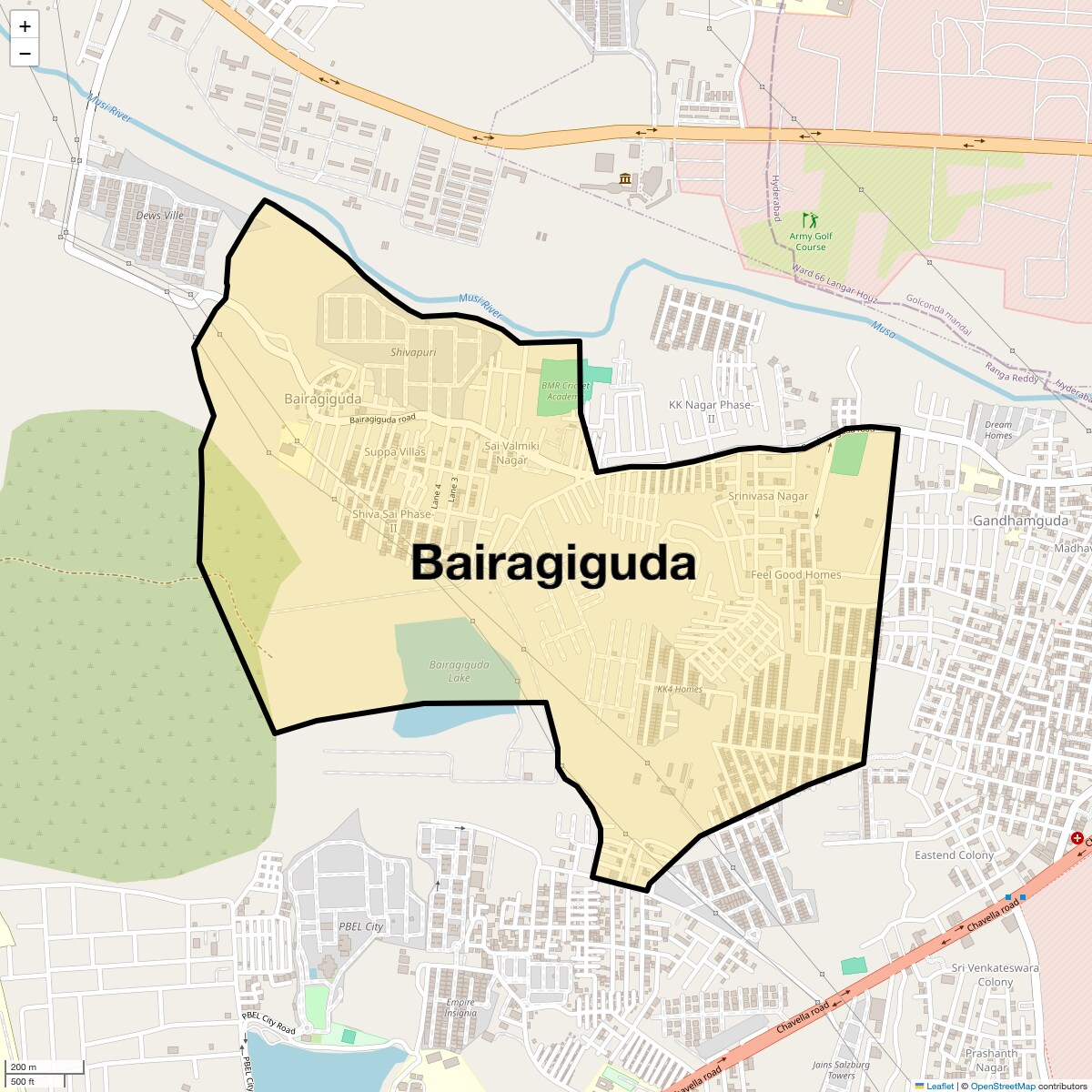 Location Map of Bairagiguda, Hyderabad