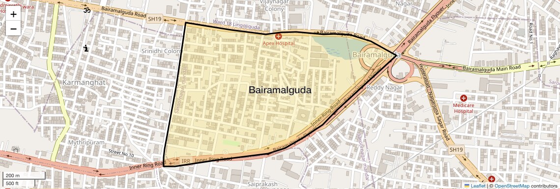 Location Map of Bairamalguda, Hyderabad