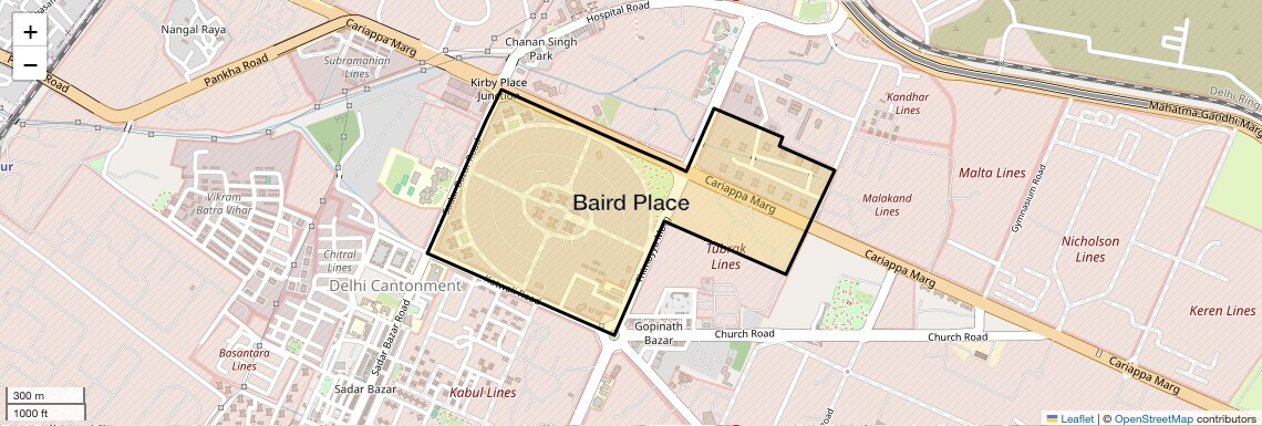 Location Map of Baird Place, Delhi