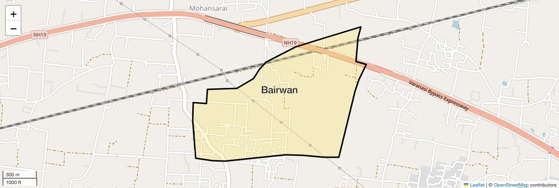 Location Map of Bairwan, Varanasi