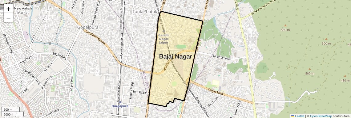 Location Map of Bajaj Nagar, Jaipur
