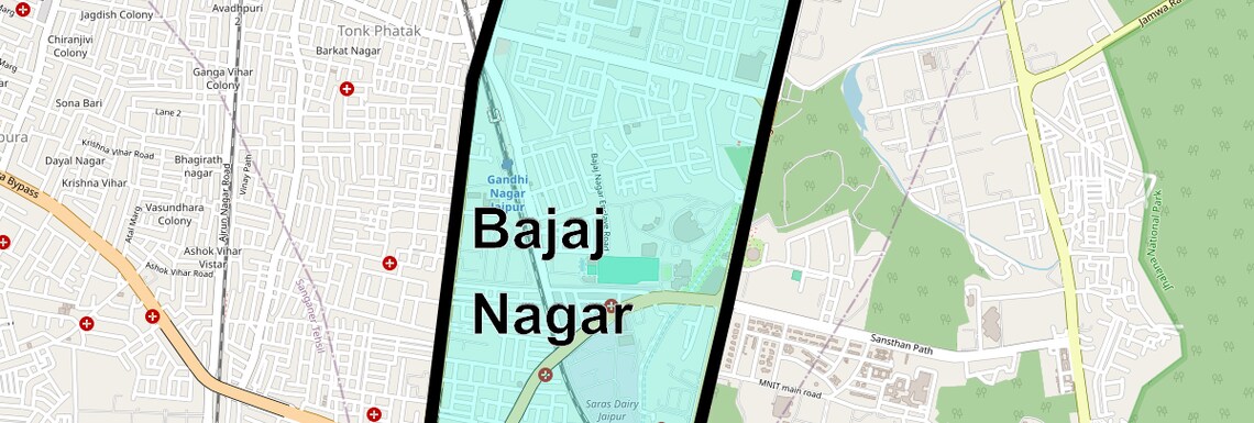 Location Map of Bajaj Nagar, Jaipur