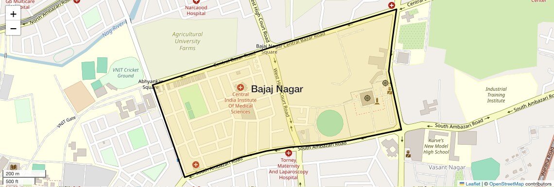 Location Map of Bajaj Nagar, Nagpur