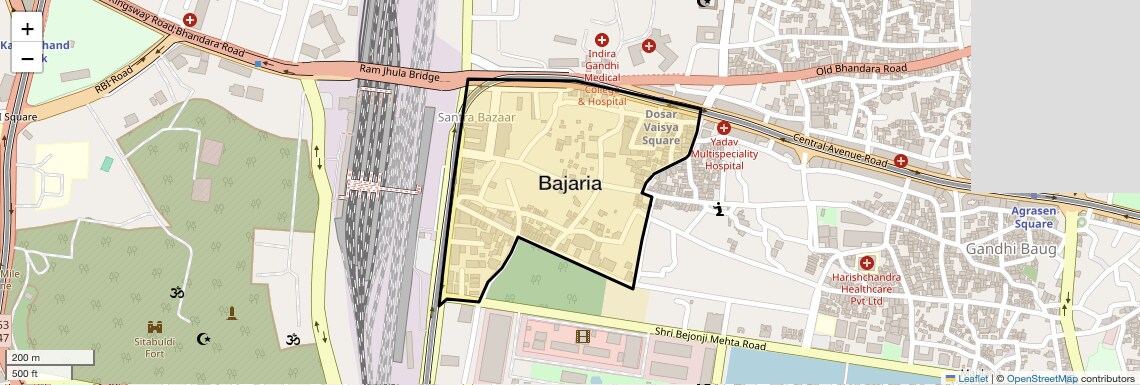 Location Map of Bajaria, Nagpur