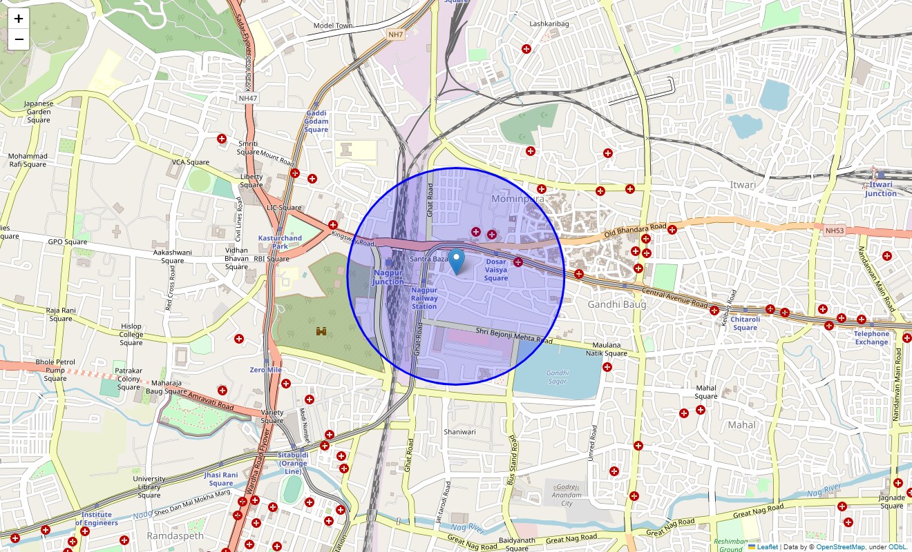 Location Map of Bajaria, Nagpur
