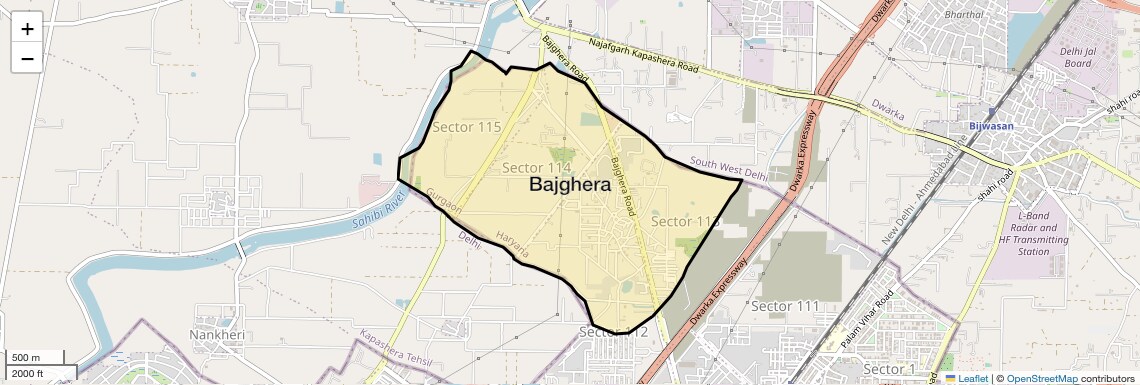 Location Map of Bajghera, Gurgaon