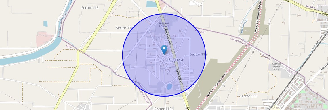 Location Map of Bajghera, Gurgaon